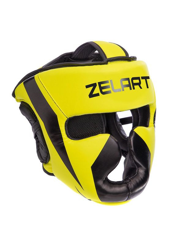 Шолом боксерський з повним захистом BO-7041 Лимонно-чорний, (37429473) Zelart (323023150)