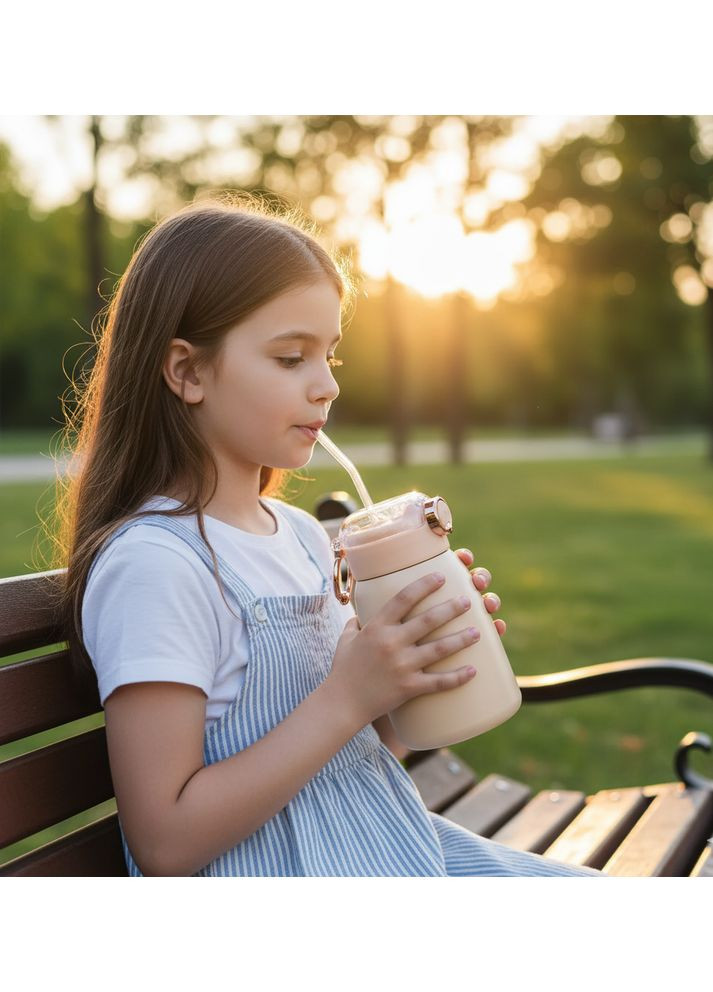 Термос-поилка 400 мл с трубочкой и кнопкой открывания Peachy Stenson (366082161)