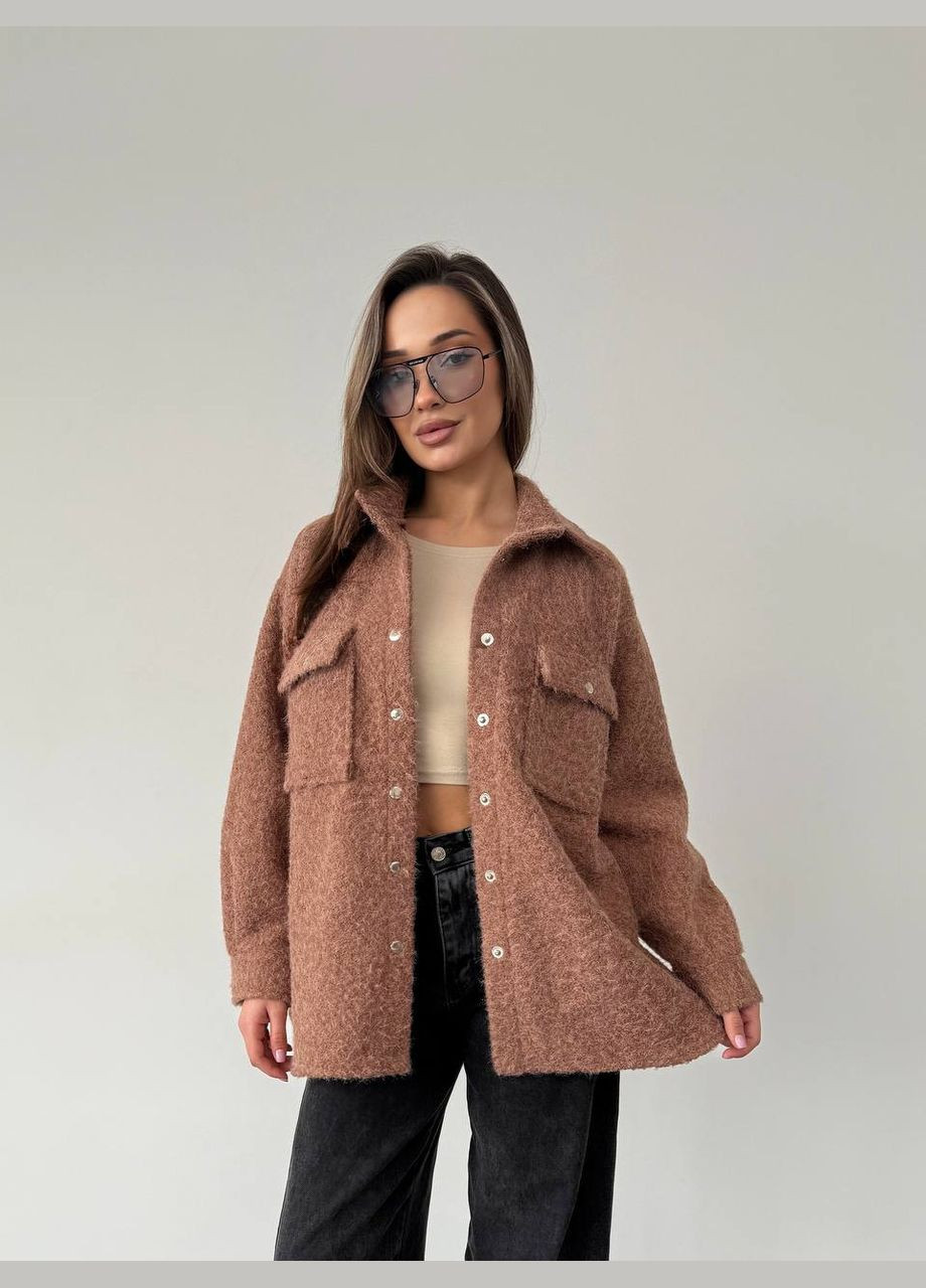 Жіноча сорочка з букле кавового кольору 30903 Fashion (349462050)