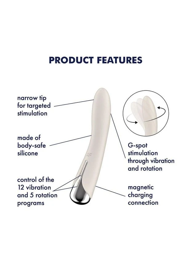 Вібратор точки G з обертанням Spinning Vibe 1 Beige, 2 мотори Satisfyer (315013826)
