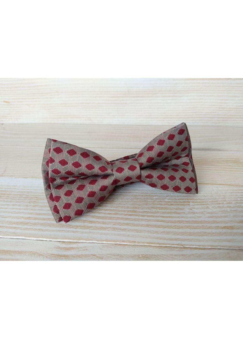 Бордово-серая мужская бабочка в ромбики с нагрудним платком Major Style (366036859)