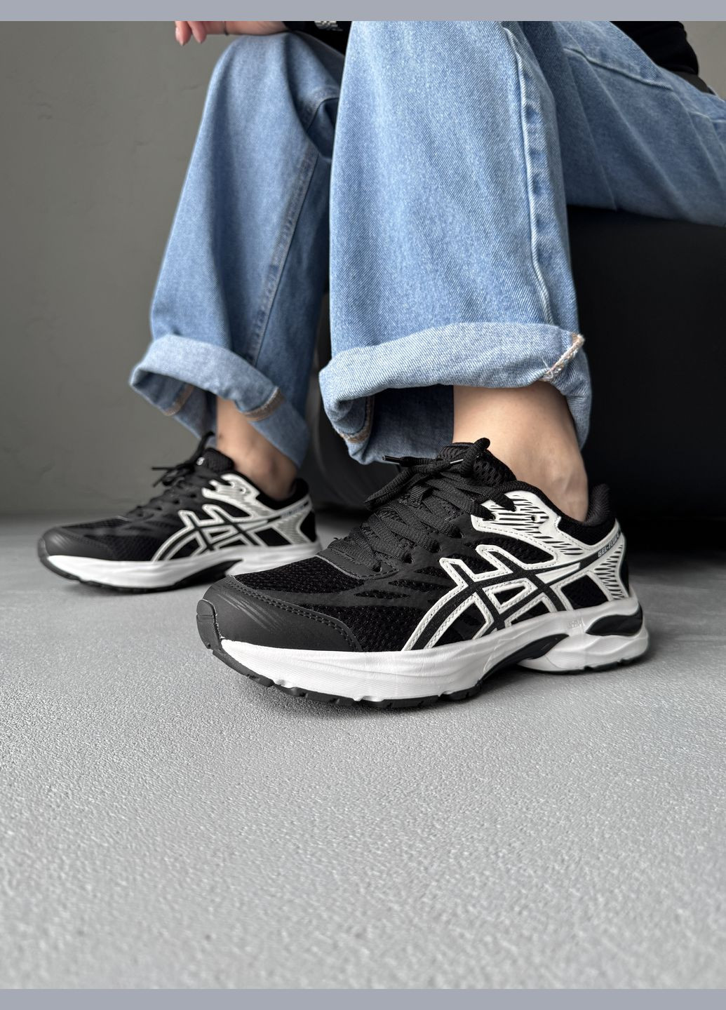 Кроссовки женские и мужские Asics Gel-Flux 4 Black White | Асикс Гель Флюкс 4 черные No Brand чёрные демисезоны (342080206)
