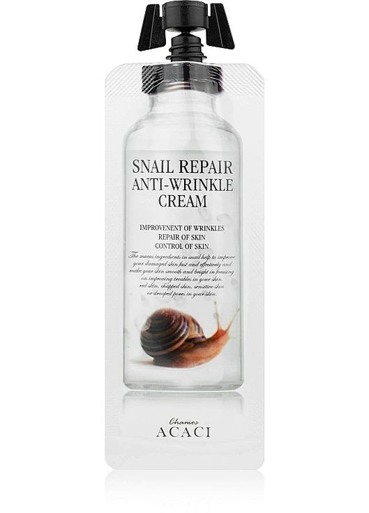 Крем відновлюючий проти зморшок з муцином равлика Acaci Snail Repair Anti-Wrinkle Cream (міні) 12ml (1423573-30401609) Chamos (368890300)