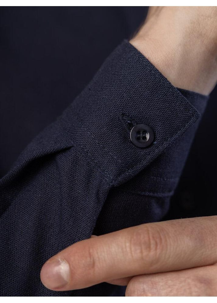 Темно-синяя праздничный, повседневный, вечерний, классическая, кэжуал рубашка однотонная Vakko