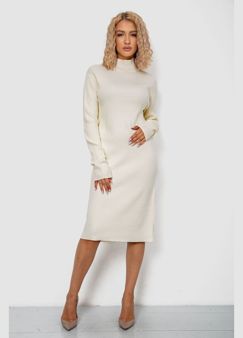 Молочное повседневный вязаное платье молочное oversize с длинными рукавами для женщин демисезонное (sku_244r664) No Brand однотонное