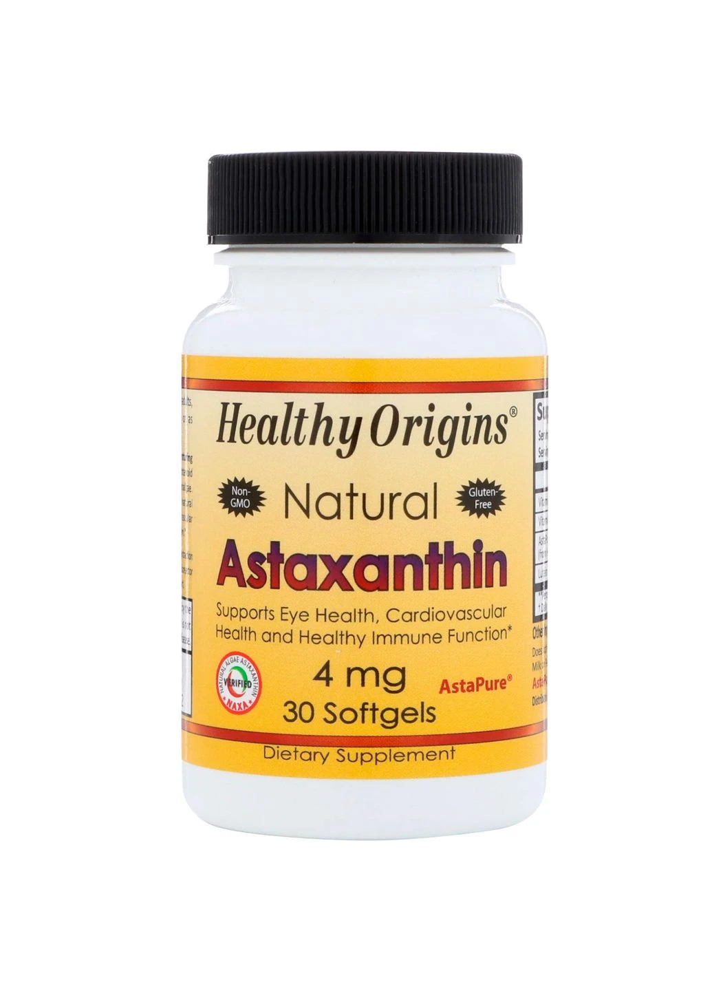 Астаксантин, Natural Astaxanthin,, 4 мг, 30 капсул Healthy Origins (322064592)