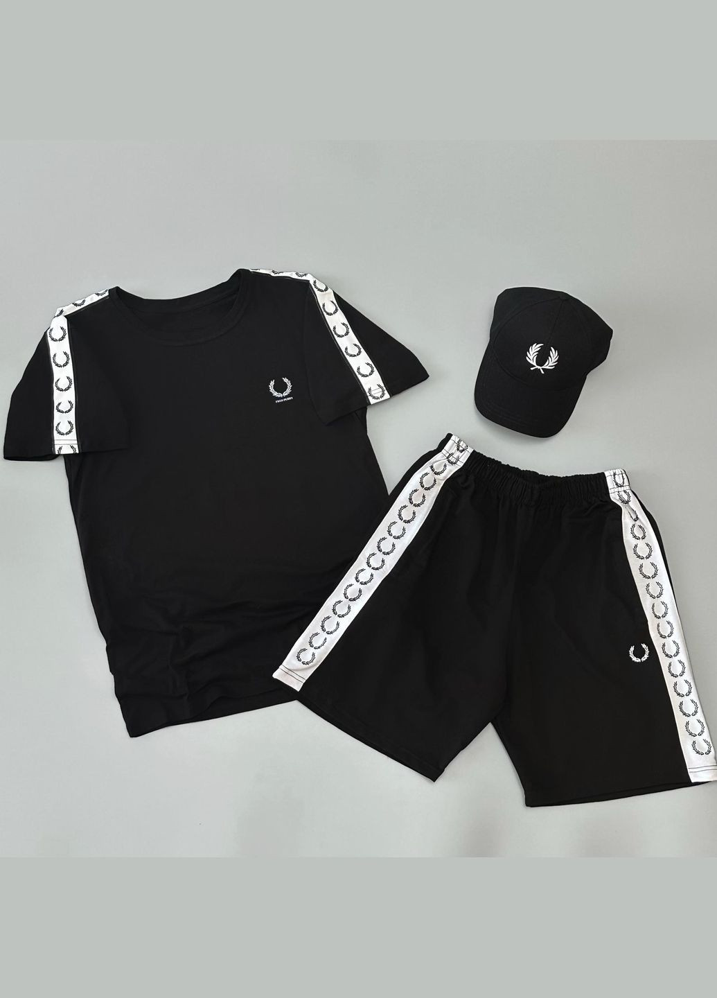 Стильный мужской летний костюм + кепка черный No Brand (341084679)