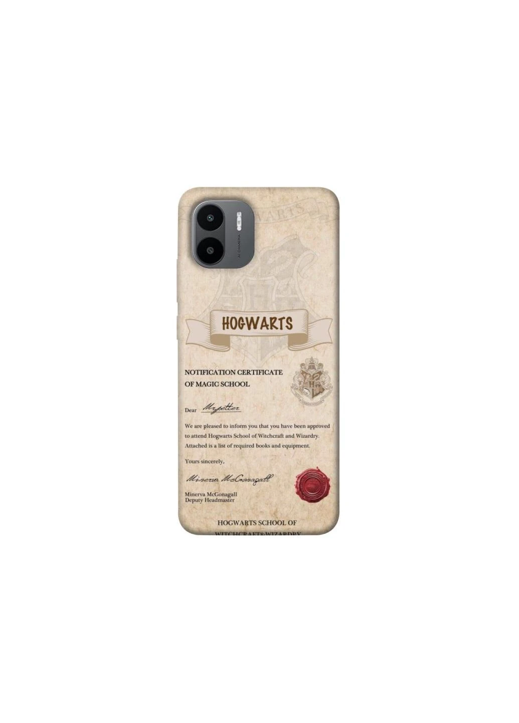 Чехол на Xiaomi Redmi A1 / A2 The Hogwarts acceptance letter Frontalka (386799652)