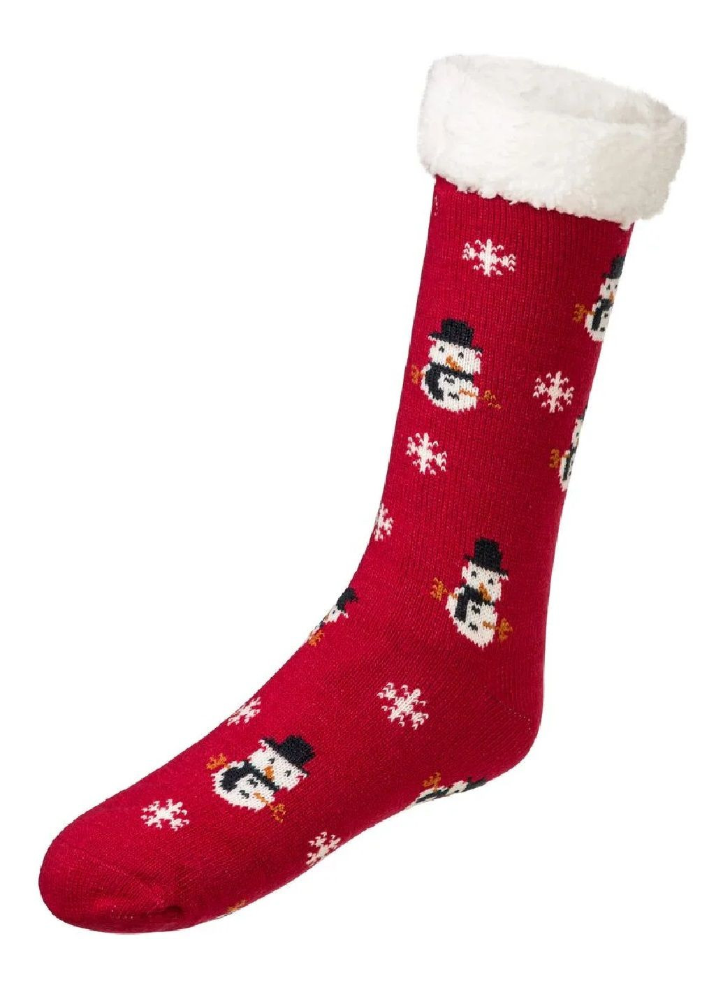Червоні шкарпетки різдвяні хутром всередині та тормозками на підошві унісекс Lidl новорічні (357207367)