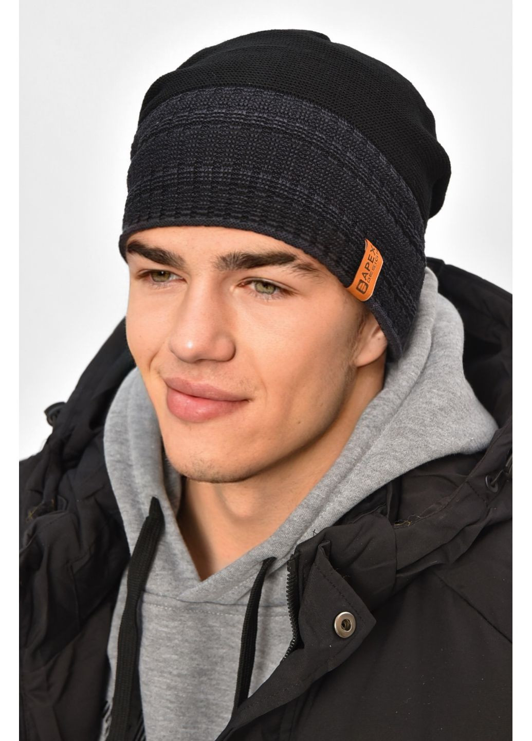 Шапка чоловіча на флісі чорного кольору Let's Shop (366546093)