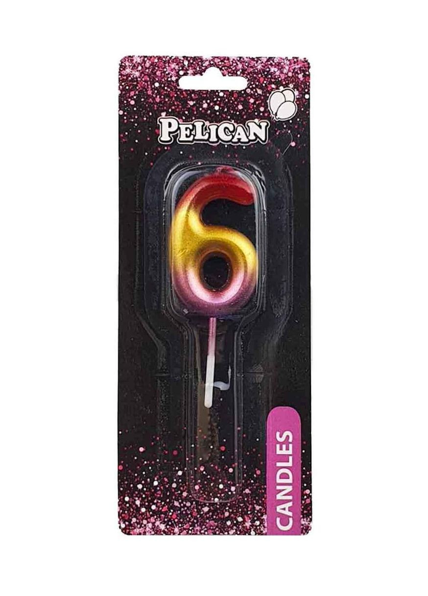 Свеча для торта 6 РАДУЖНАЯ 4,5см. 864566 ТМ PELICAN (304263317)