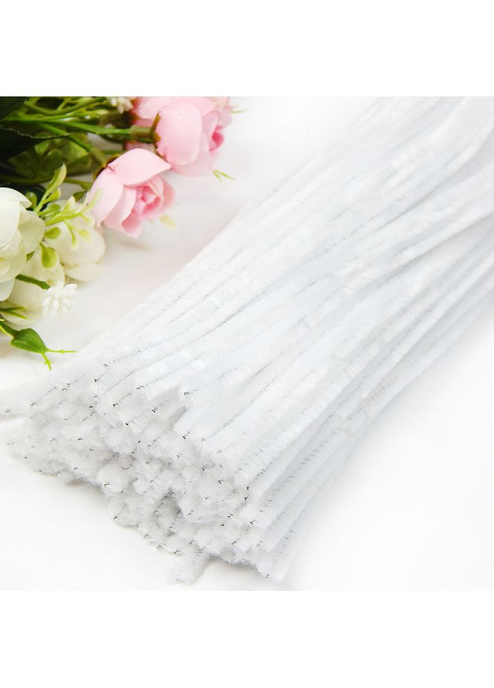 Дріт синельний №25, пухнасті палички, 30 см, білий (10 шт) No Brand (367088705)