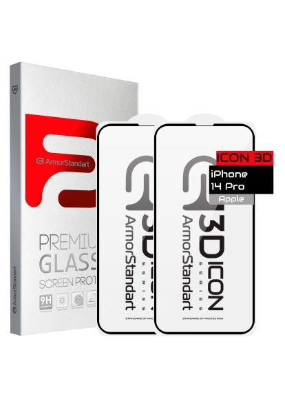 Скло захисне Icon 3D iPhone 14 Pro Black 2 шт. (ARM65336) ArmorStandart Icon 3D iPhone 14 Pro Black 2 шт. (366696806)