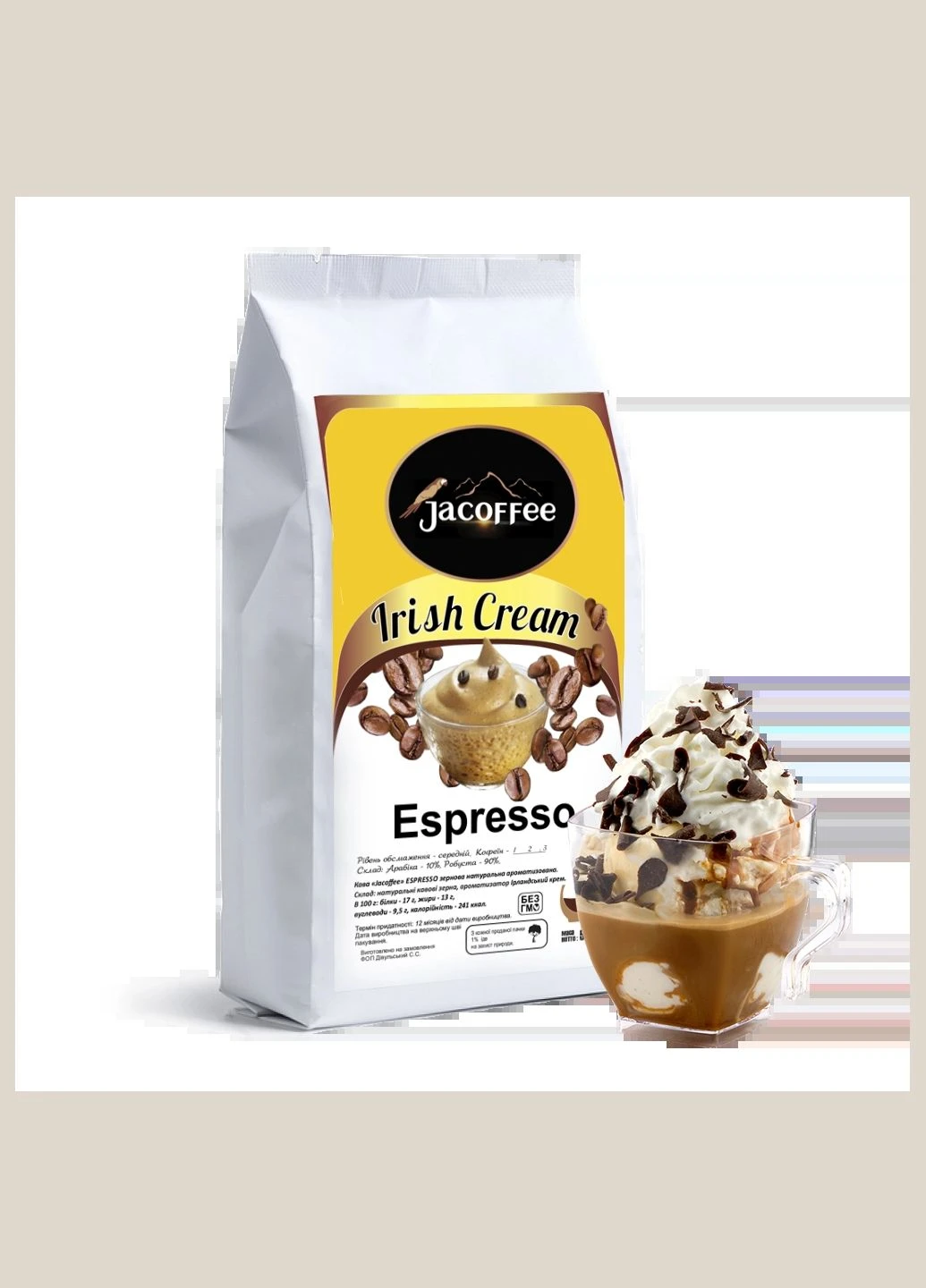 Кофе в зернах с ароматом Ирландский крем, 500 г Jacoffee (293151988)