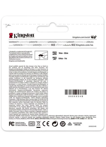 Карта памяти microSDXC Canvas Select Plus 64 GB Class 10 А1 UHS-1 Kingston (361344388)