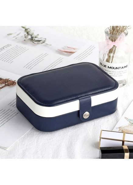 Органайзер для украшений Шкатулка на кнопке Бело-синяя No Brand (366340656)