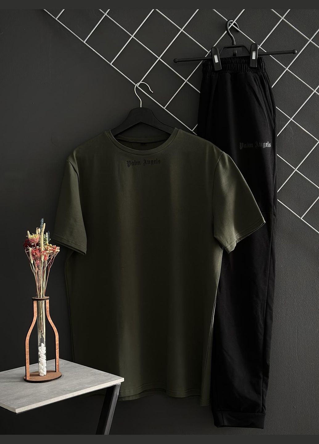 Штани чорні+ футболка хакі (весна/літо/осінь) No Brand (316944508)