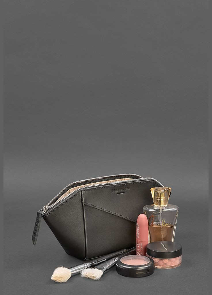 Женская черная кожаная косметичка 2.0 Краст (A-026736) BlankNote (329742865)