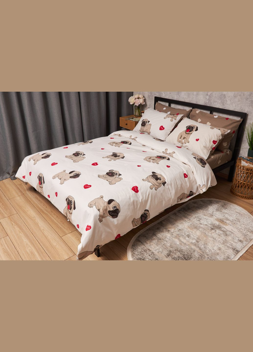 Комплект постільної білизни Бязь Gold Люкс «» King Size 220x240 наволочки 4х50х70 (MS-820005708) Moon&Star Bulldog Love (302973755)