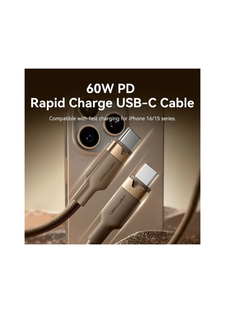 Дата кабель (ek20299) Vention USB-C to USB-C 1.0m 3A aluminum gold (391781834)