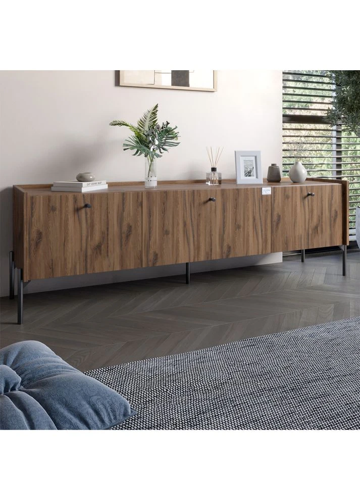 Тумба под телевизор на 3 ящика Wood с черными ножками 180x40x50 см (-043099) Lion (377386161)