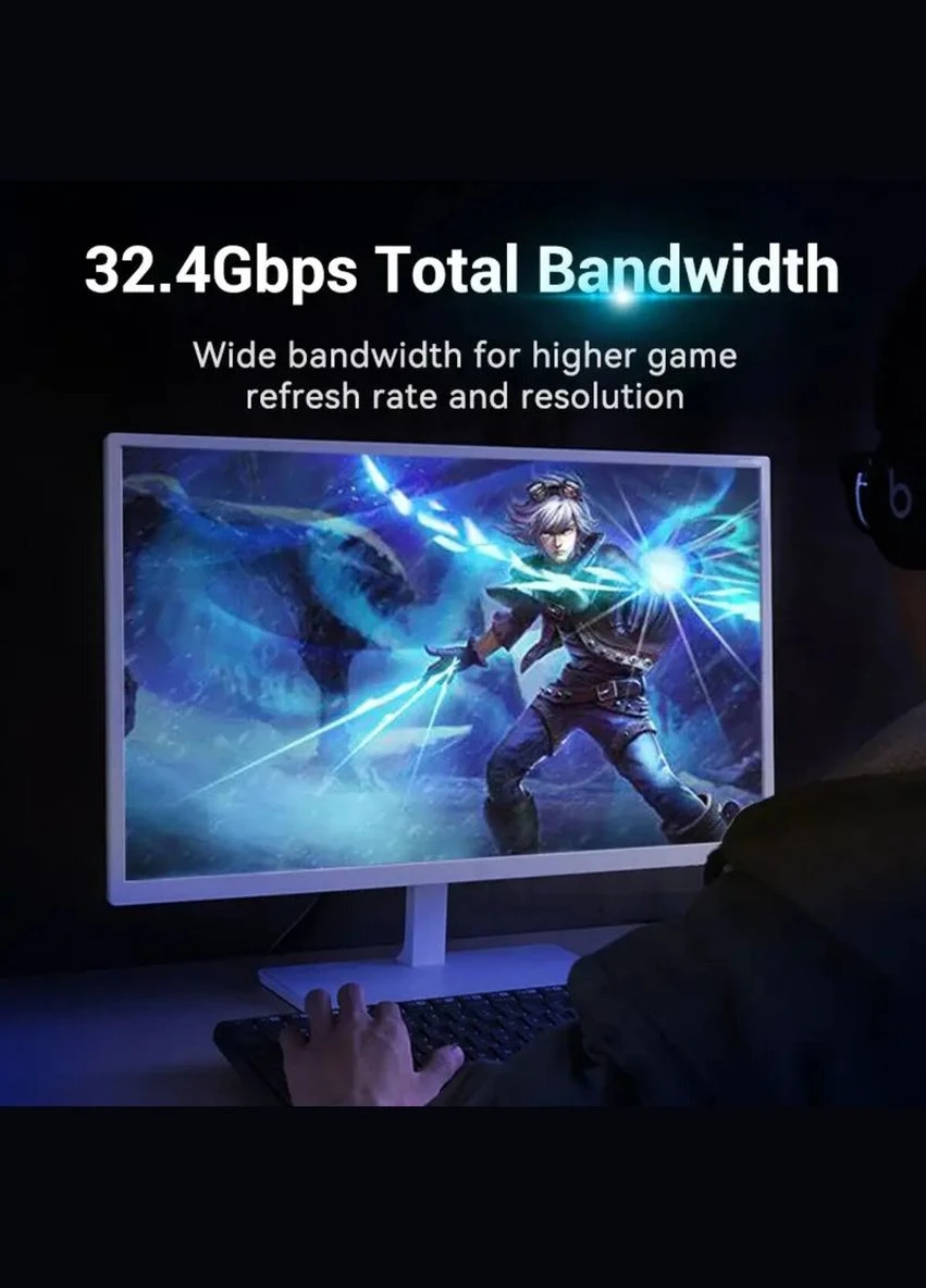 Кабель DisplayPort, 5 м, v1.4 чорний, 8K 60 Hz, 4K 144Hz, 2K 165Hz, 1080P 240Hz (HCCBJ) Vention (300685201)