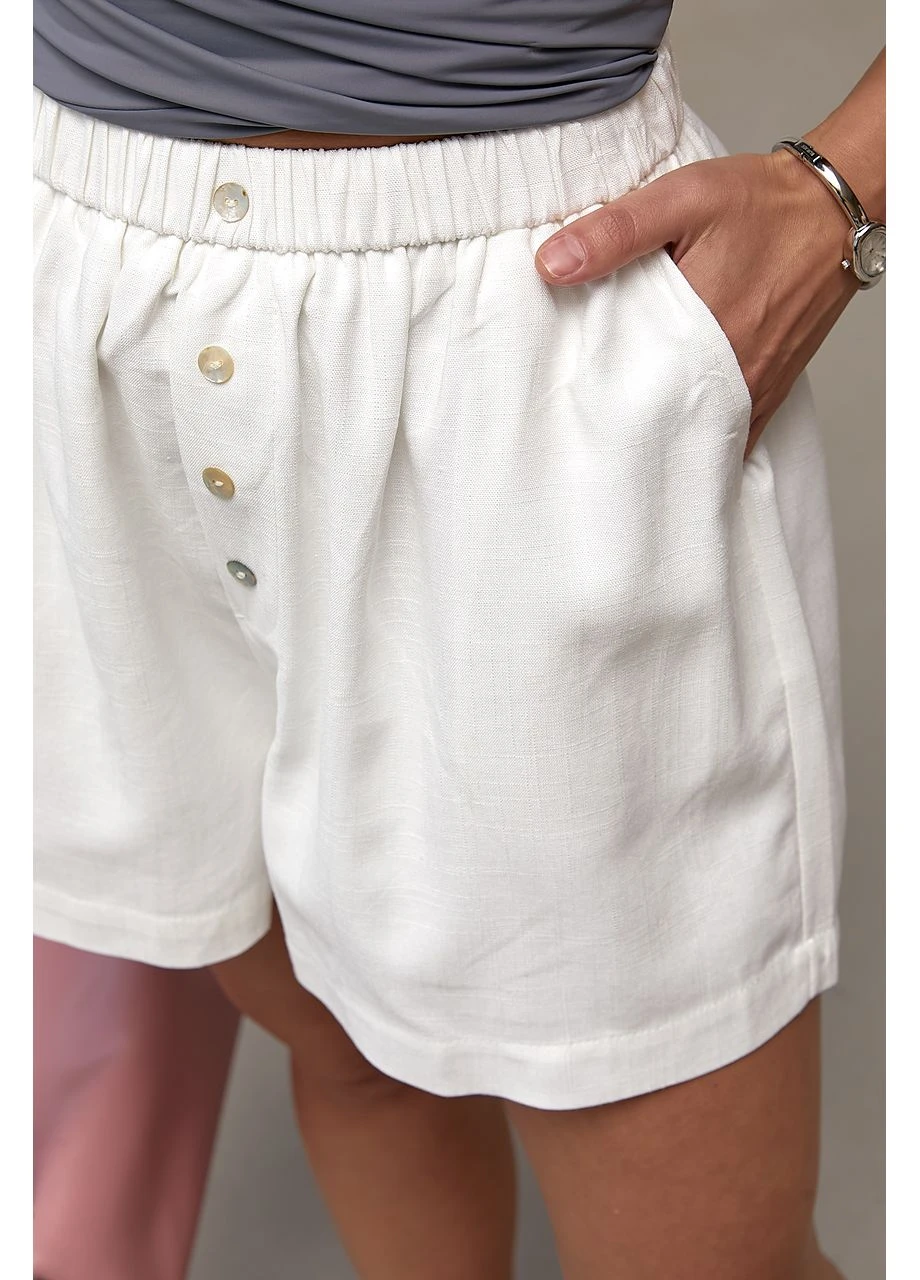 Льняні вільні шорти з декоративними гудзиками Lurex (401312933)