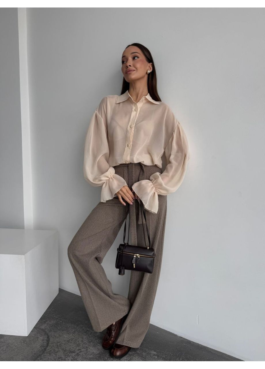 Бежевая блуза женская оверсайз Style Point