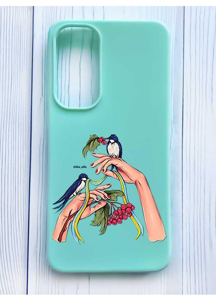 Mатовий бірюзовий чохол на Samsung Galaxy A35 (A356) Ластівки (принт 15) Creative (355393714)