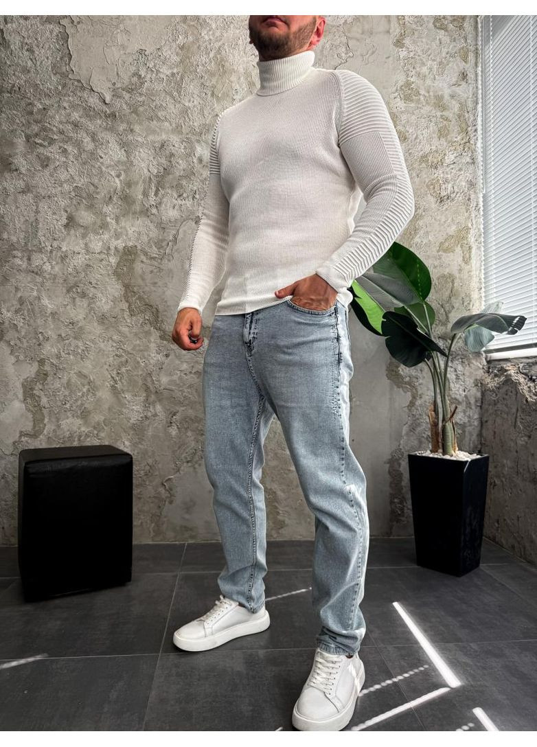 Комбинированный демисезонный свитер мужской стильный модный плотный осень весна No Brand