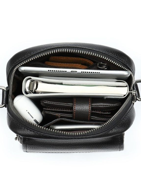 Сумка мужская через плечо кожаная флотар 14943 Черный Vintage (302009184)