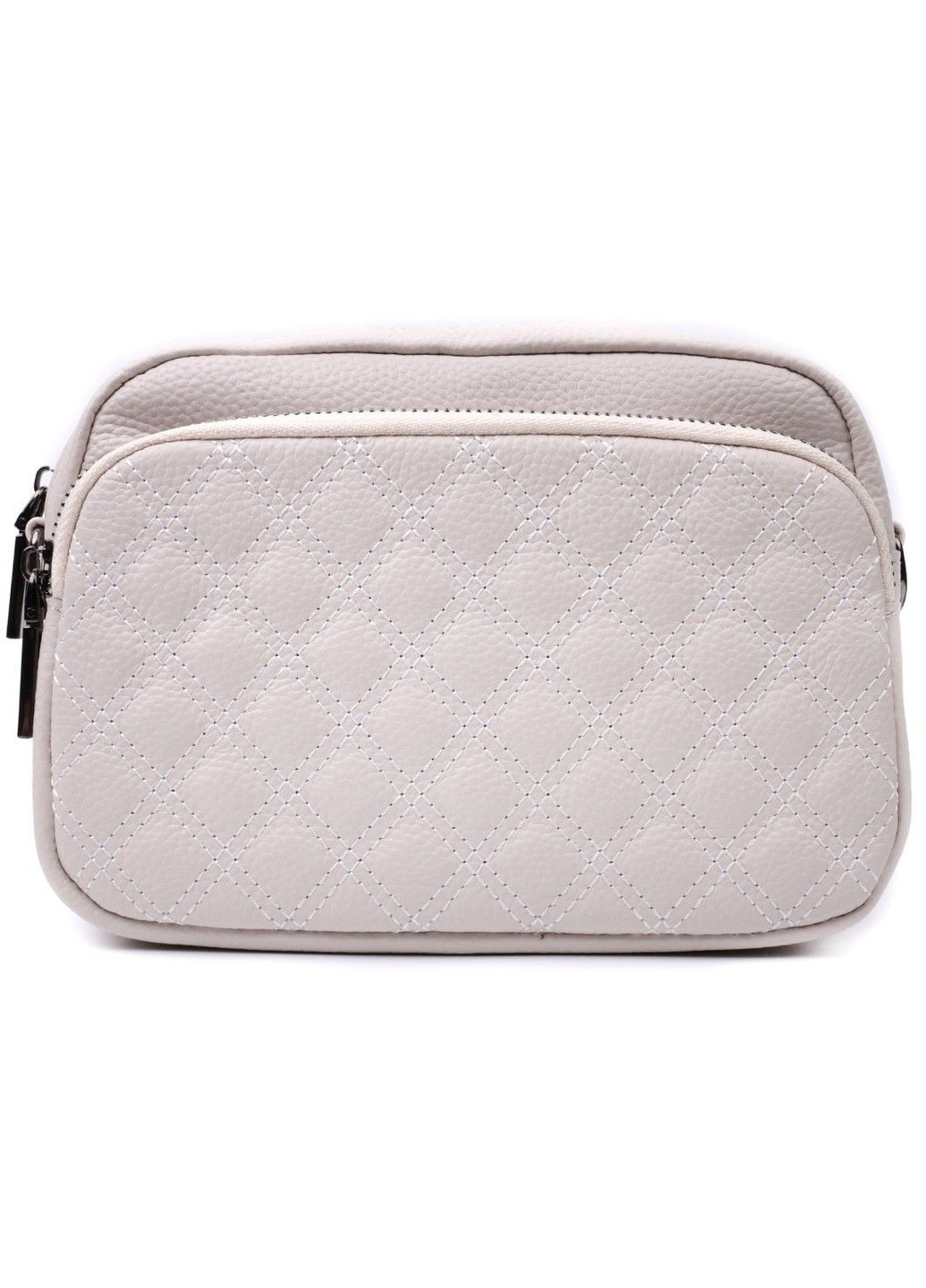 Сумка для женщин прошитая ромбами на лицевой стороне из натуральной кожи 22633 Белая Vintage (297956964)