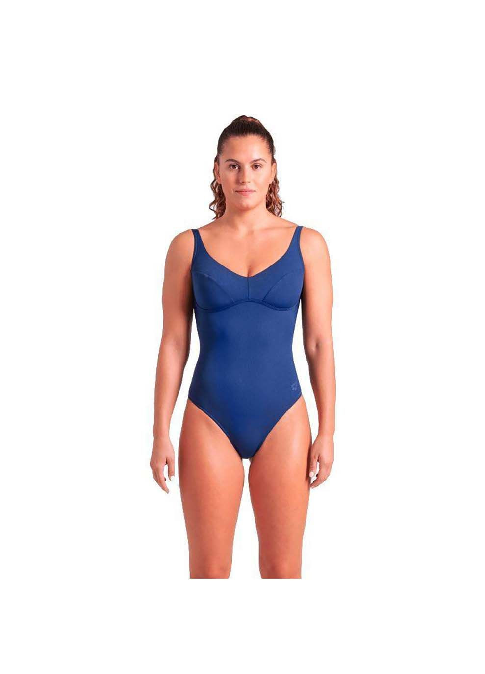 Темно-синий демисезонный купальник закритий для женщин swimsuit victoria u back solid темно-синий Arena