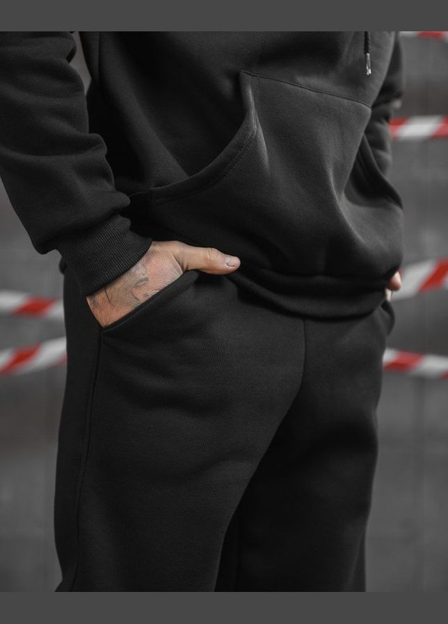 Чоловічий зимовий спортивний костюм на флісі з чорним принтом Орла No Brand (313236748)