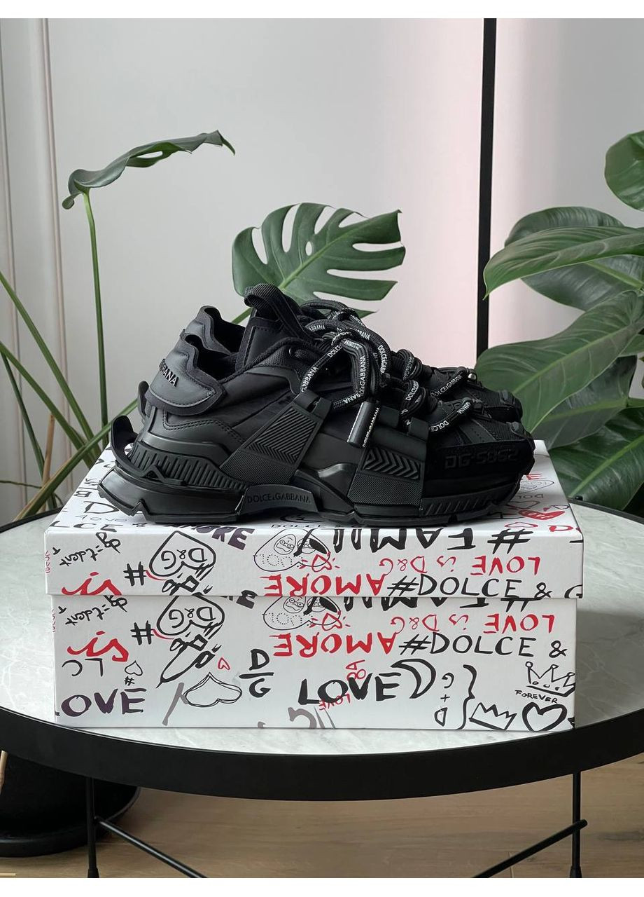 Чорні Осінні кросівки чоловічі і жіночі dolce & gabbana space black | дольче і габбана спейс чорні No Brand