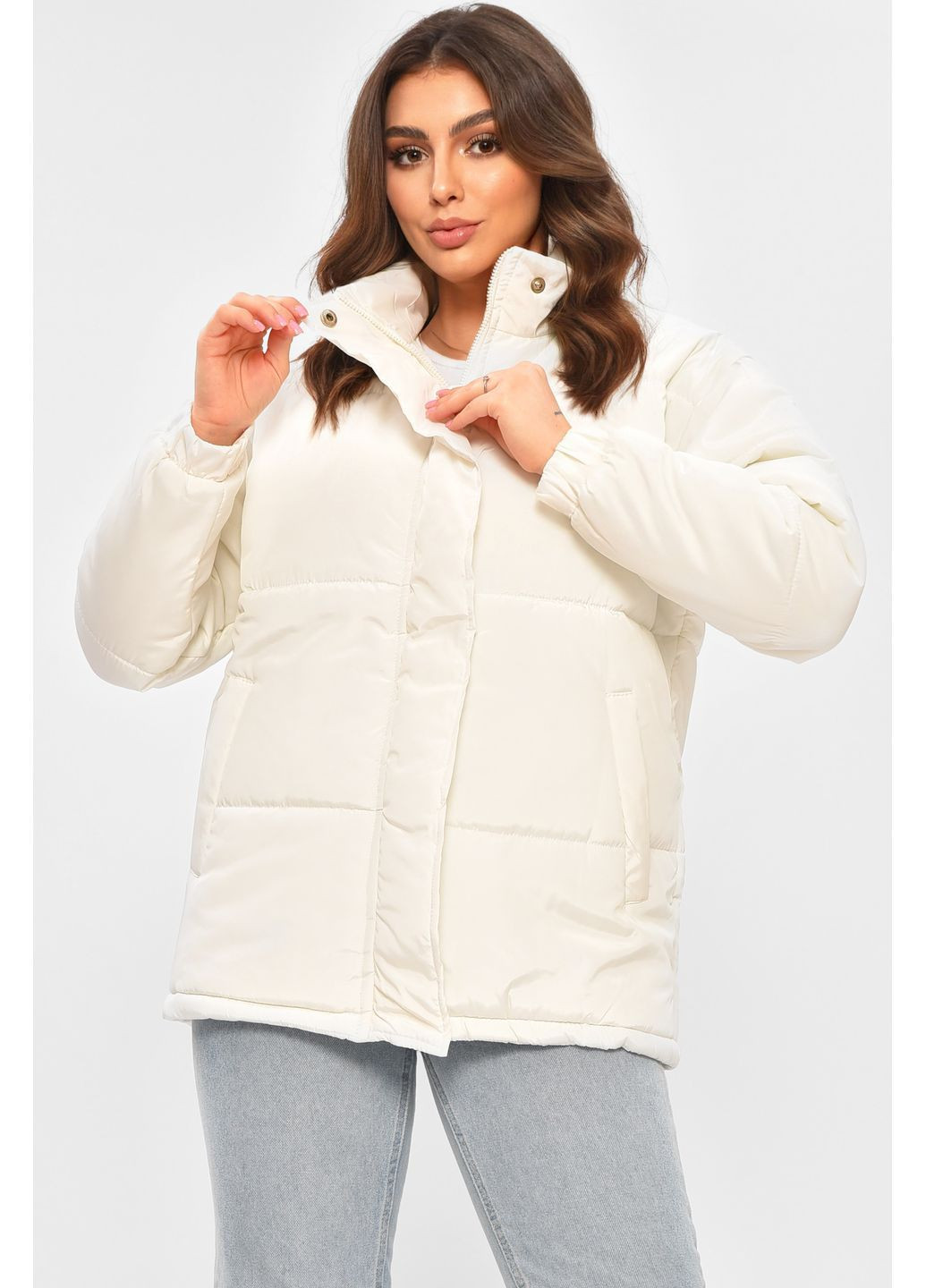 Белая демисезонная куртка женская демисезонная белого цвета Let's Shop