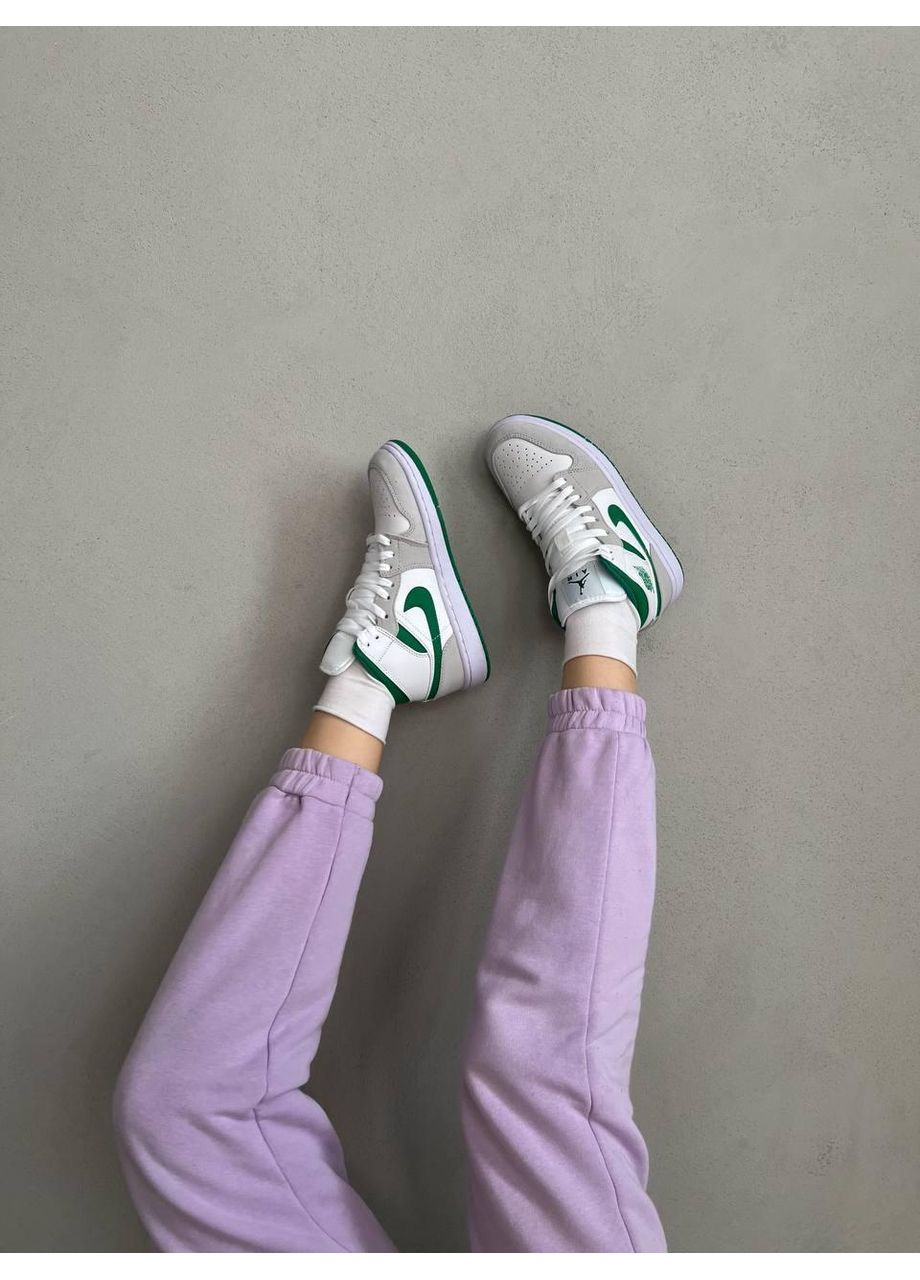 КРОССОВКИ ЖЕНСКИЕ NIKE AIR JORDAN 1 RETRO HIGH WHITE GREEN НАЙК АИР ДЖОРДАН No Brand серые демисезоны (367170260)