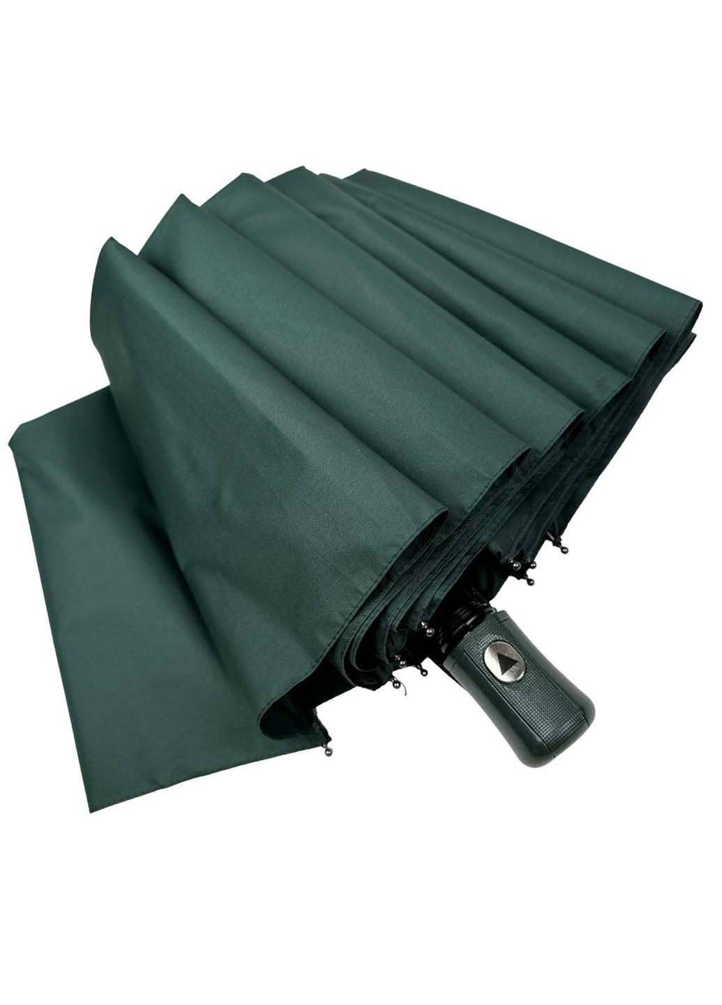 Зелена складна однотонна парасолька напівавтомат Bellissima система антивітер (289977445)