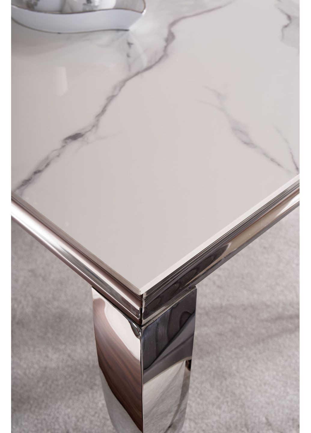 Стіл обідній PRINCE CERAMIC 150*90 білий CALACATTA/хром PRINCEBCH150 Signal (372178046)