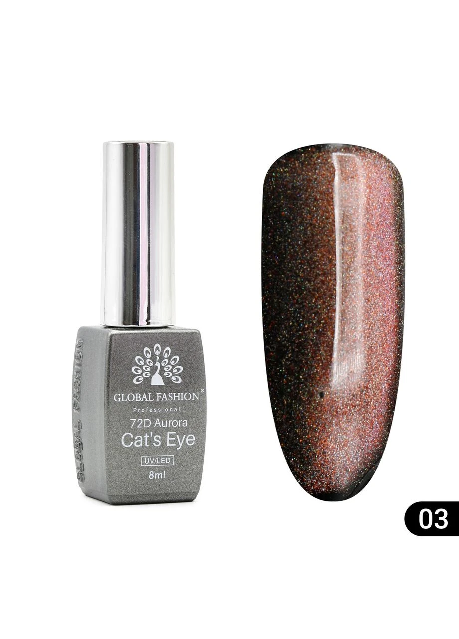 Гель-лак котяче око 72D Aurora, 3 Global Fashion (392436969)