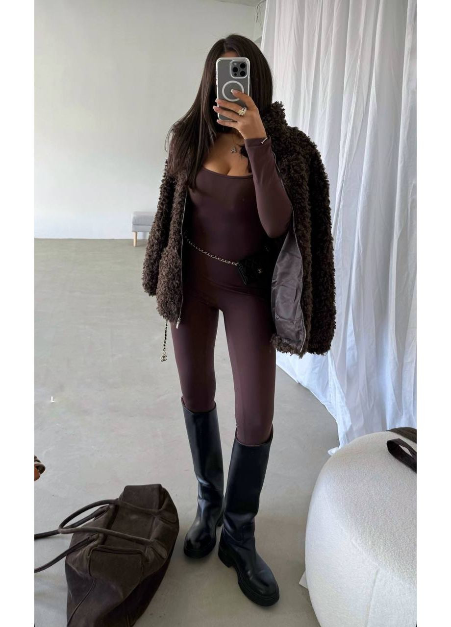 Жіночий біфлексний комбінезон No Brand Р4959-534 комбінезон-брюки коричневий біфлекс