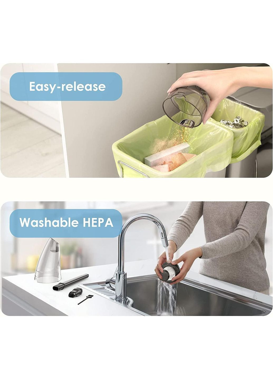 Ручной пылесос Oraimo OHV‑101 беспроводной 120Вт с фильтром HEPA и насадками для авто и дома. China (354827568)