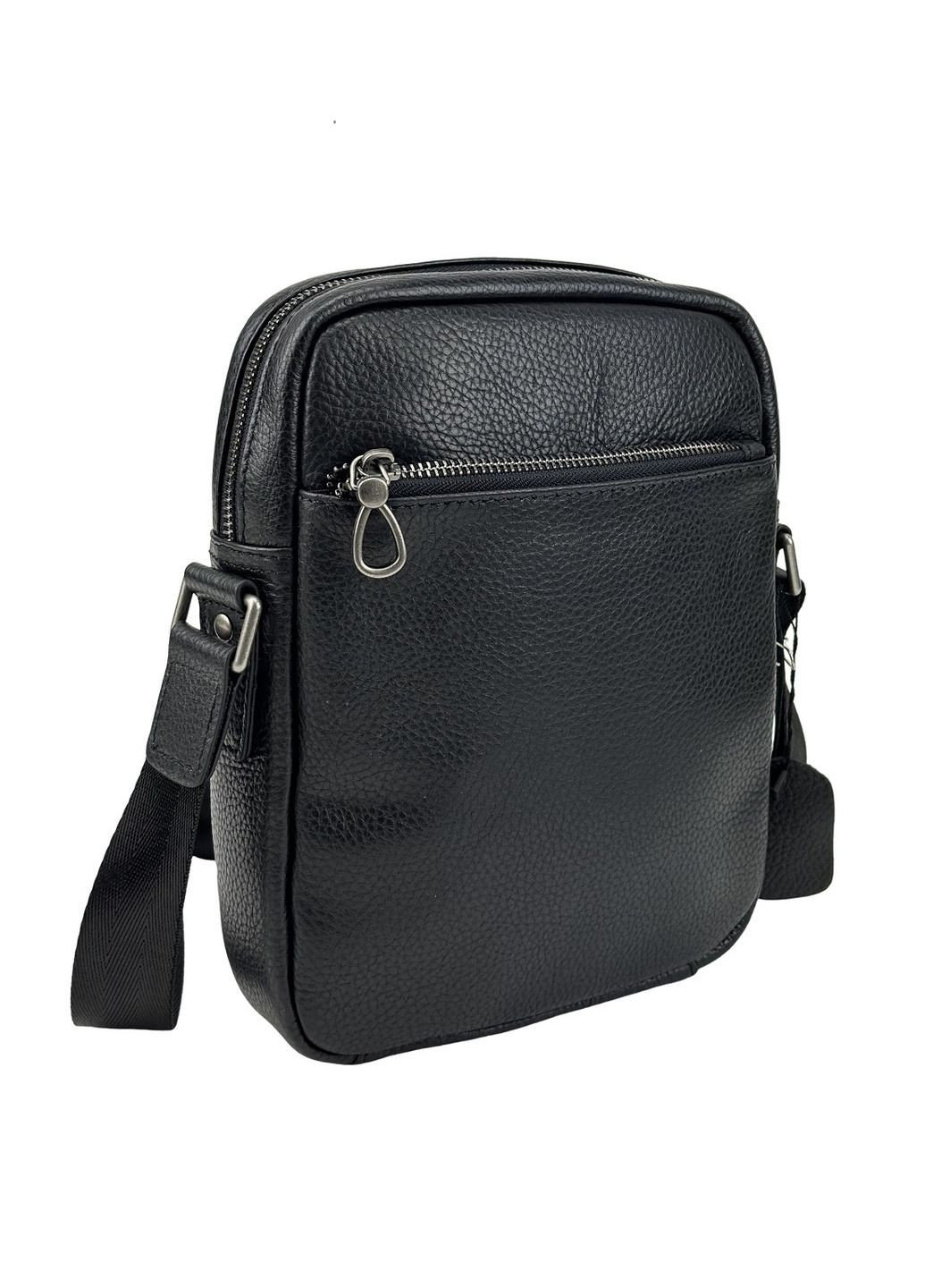Мужской черный мессенджер сумка через плечо в коже флотарий RoyalBag 1639A (330359626)
