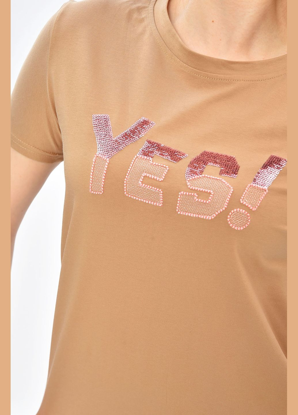 Футболка женская бежевого цвета Let's Shop - (333799179)