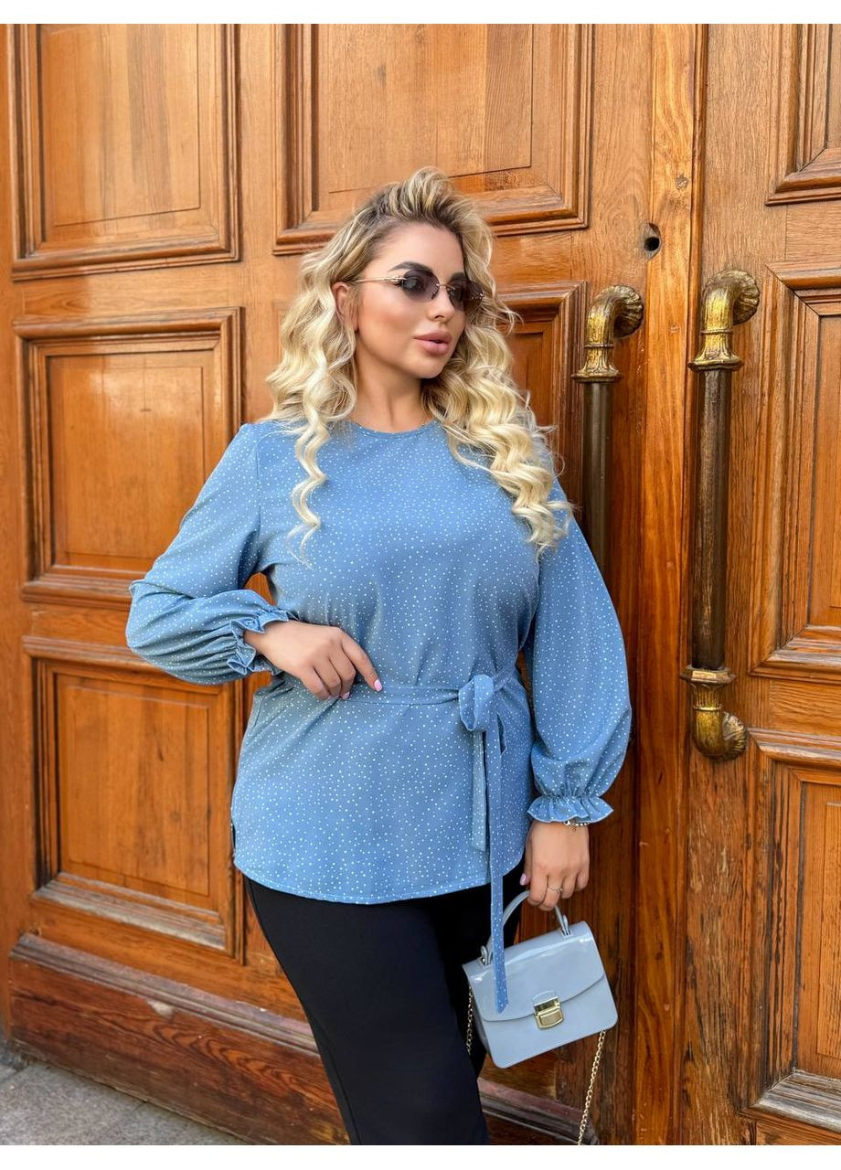 Жіночий костюм двійка: блузка з принтом та брюки вільного крою MonCher (351636781)