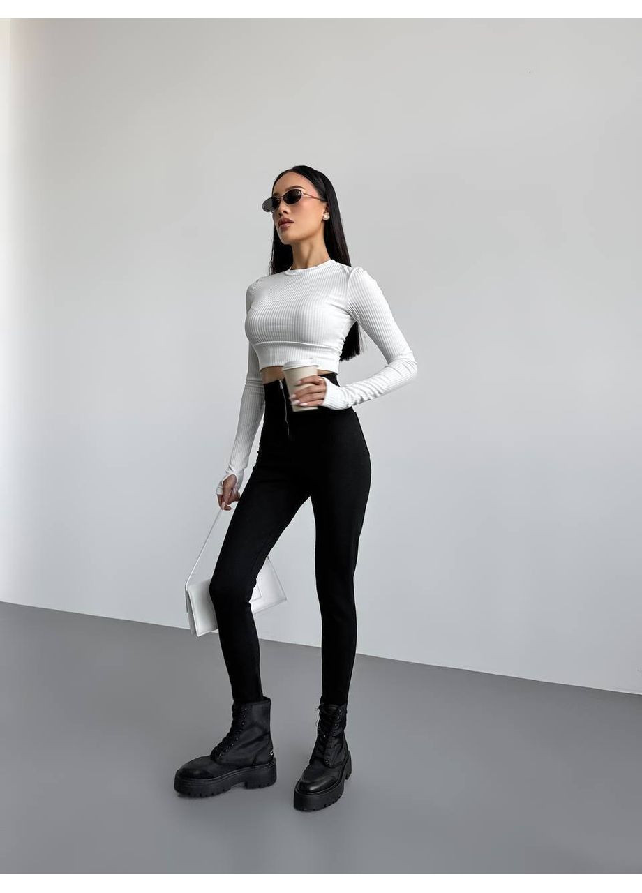 Черные демисезонные трикотажные леггинсы Україна