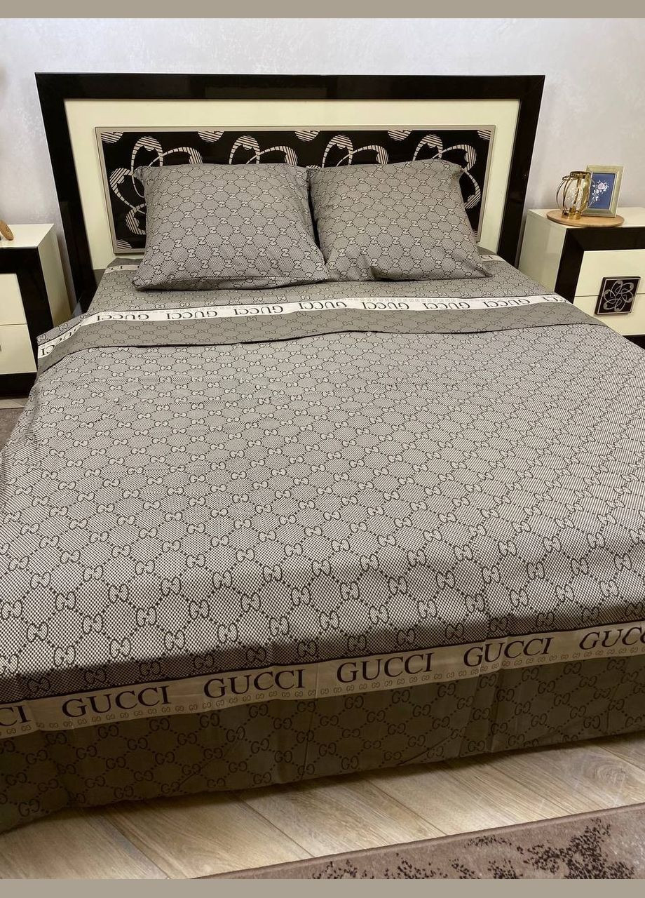 Постільна білизна бавовняна Гучі Двоспальна 180 x 220 Бязь Бронза 50 х 70 No Brand (322845167)
