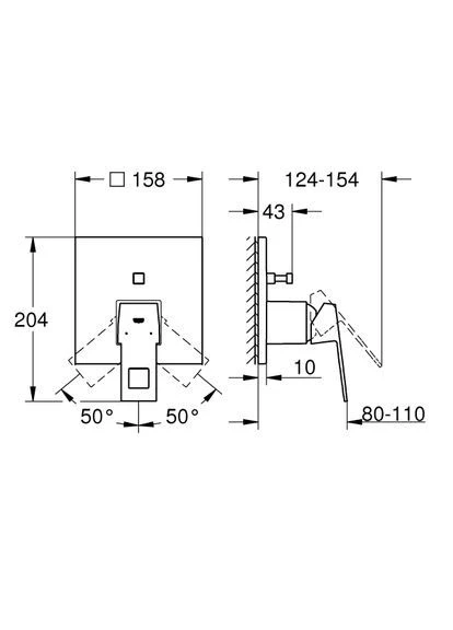 Змішувач для ванни EUROCUBE, хром, прихований монтаж Grohe (401879749)