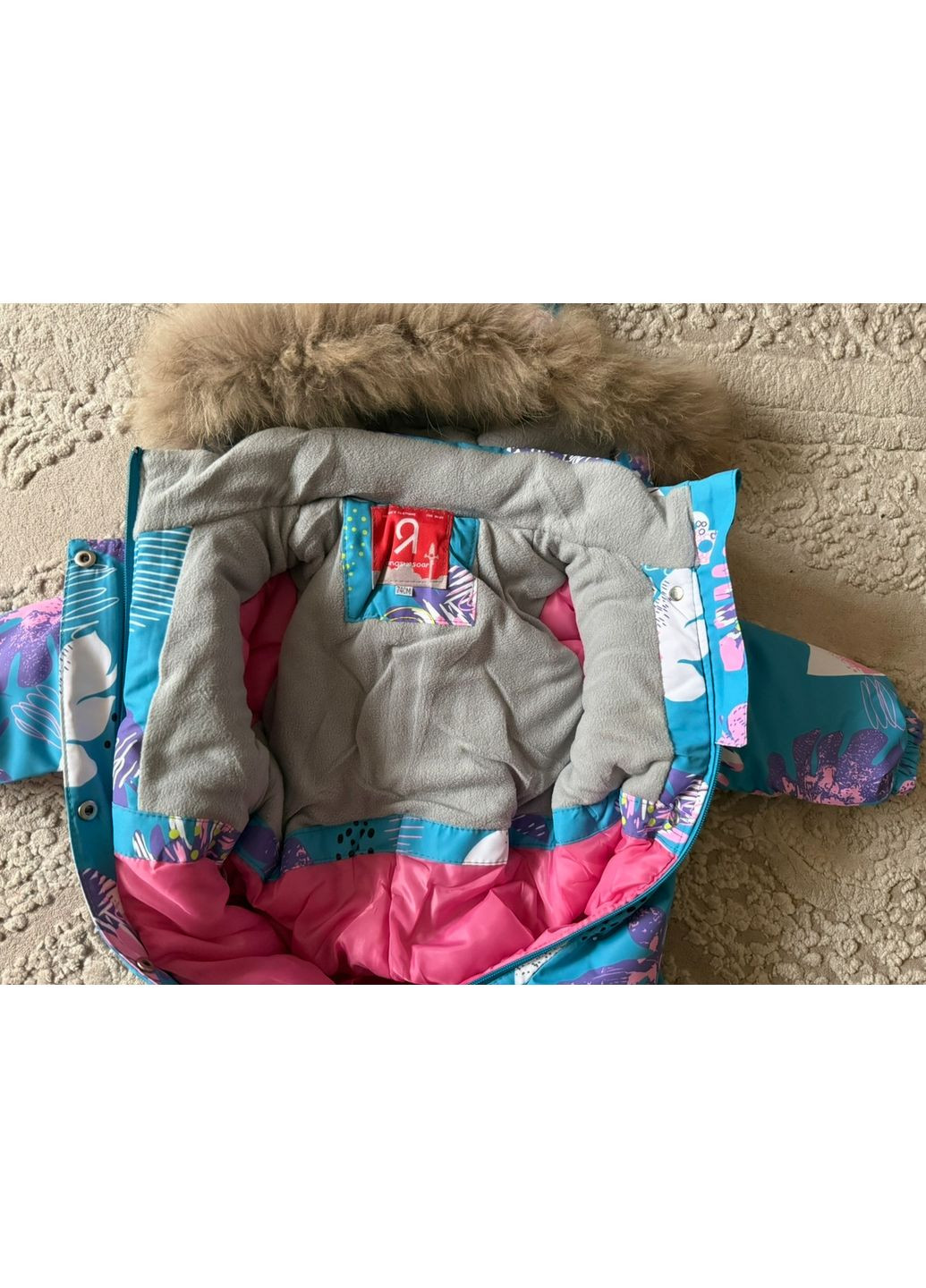 Дитячий суцільний зимовий комбінезон на дівчинку 74-98 No Brand (369735456)