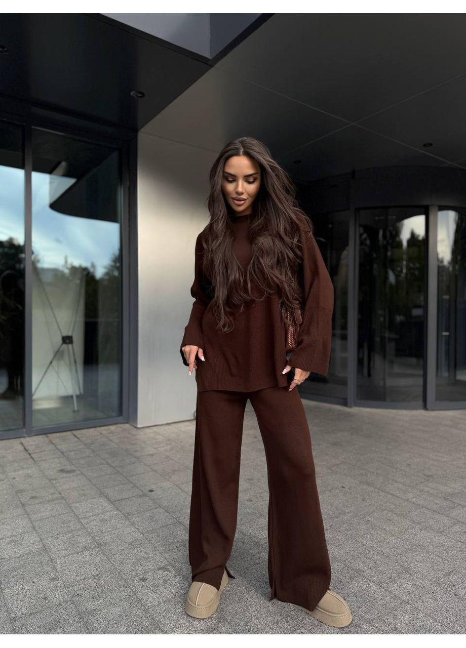 Базовий жiночий костюм 2-ка коричневого кольору 35605 Fashion (365776902)